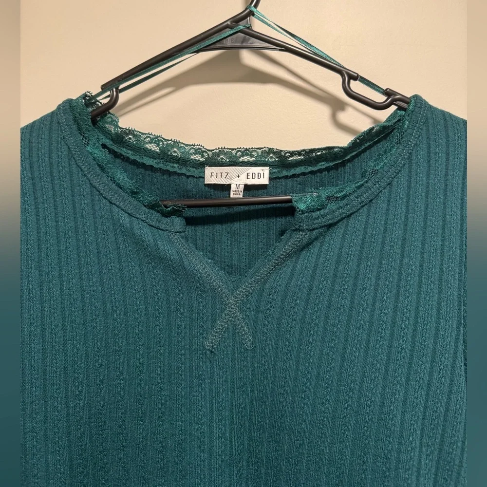 ⚡️SALE Teal Long Sleeve Ribbed Top - Picture 5 of 7